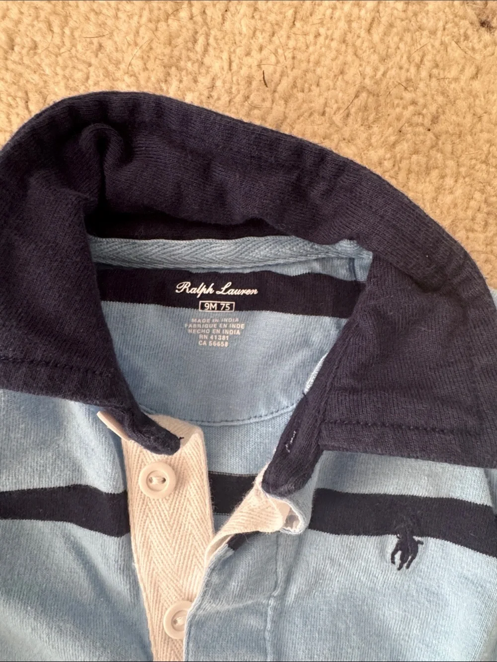 Lot of 4 Pieces Ralph Lauren Blue Striped Kids Boys Onesie Romper 9M